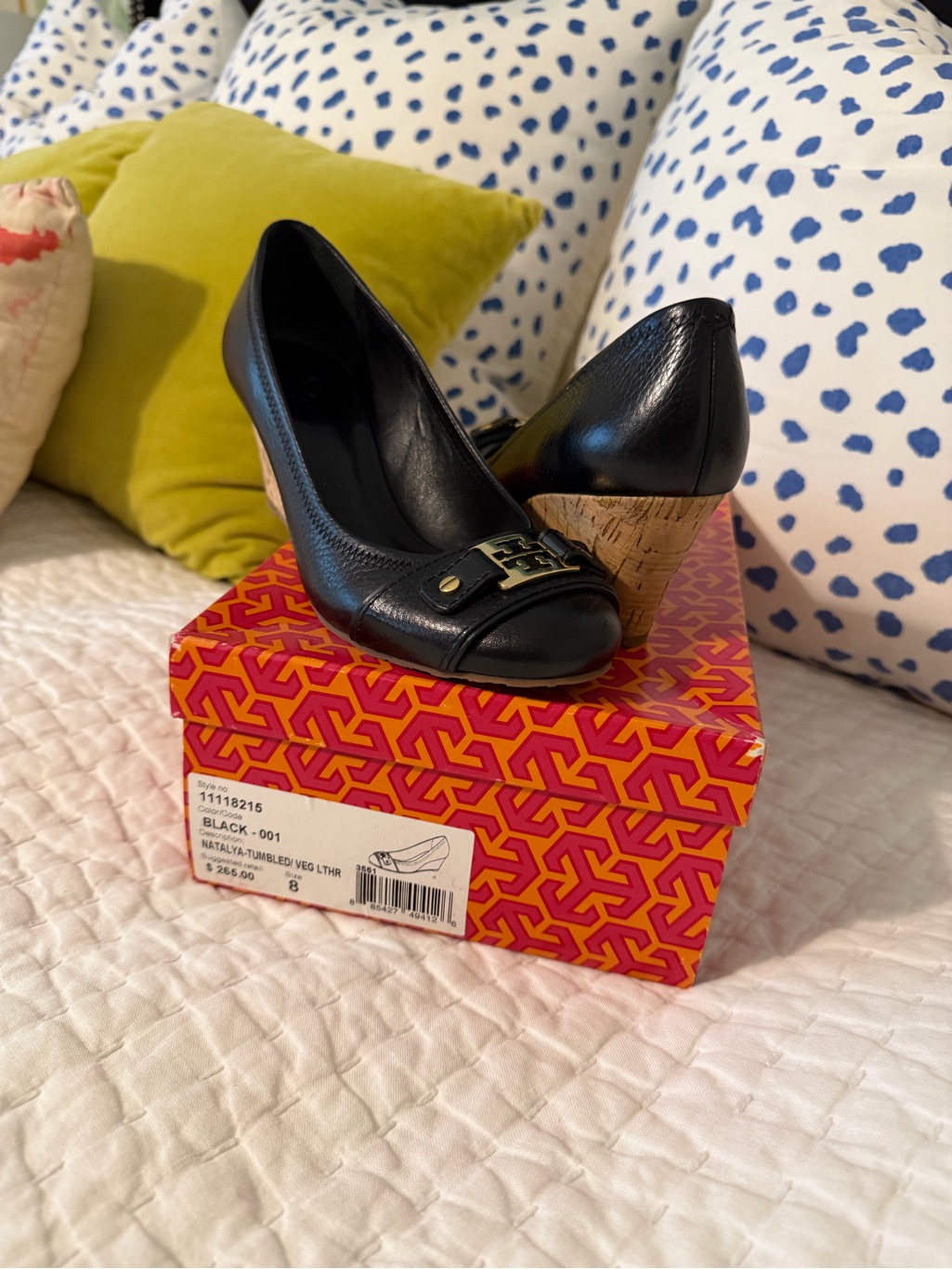 Tory Burch Natalya Tumbled Vegan Leather Wedges Size 8